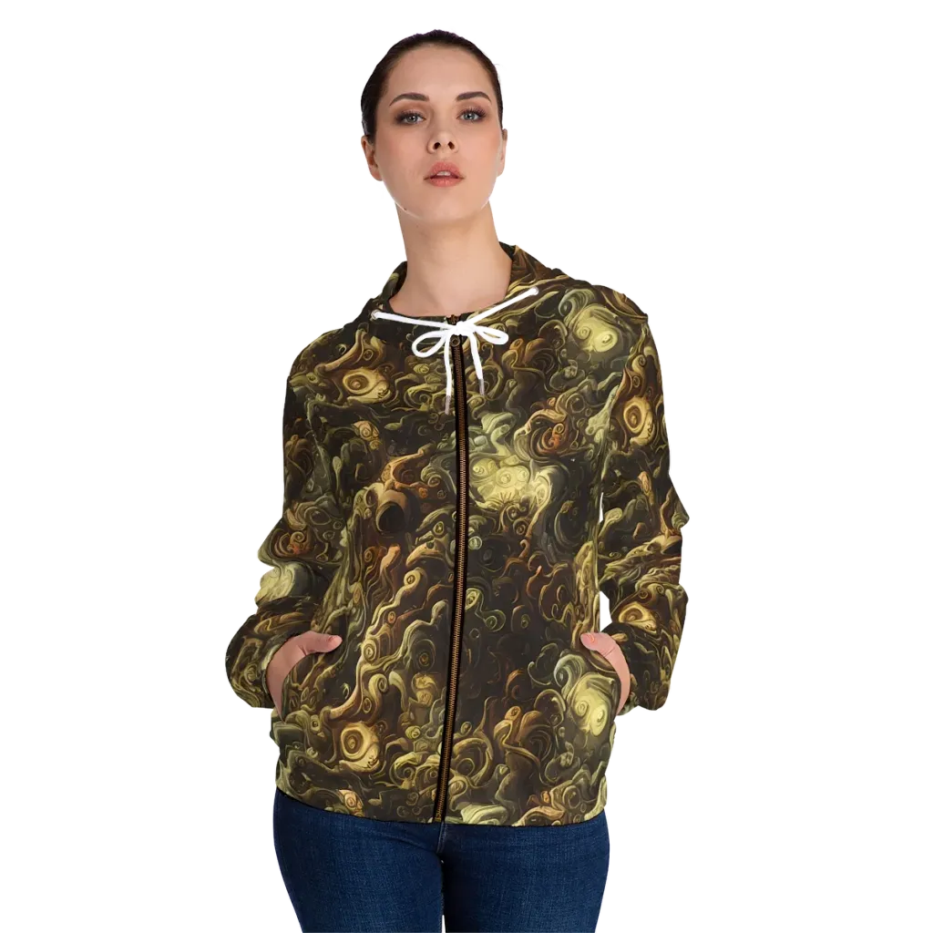 Ochre Undertow on Women's Full-Zip Hoodie — Front On Person