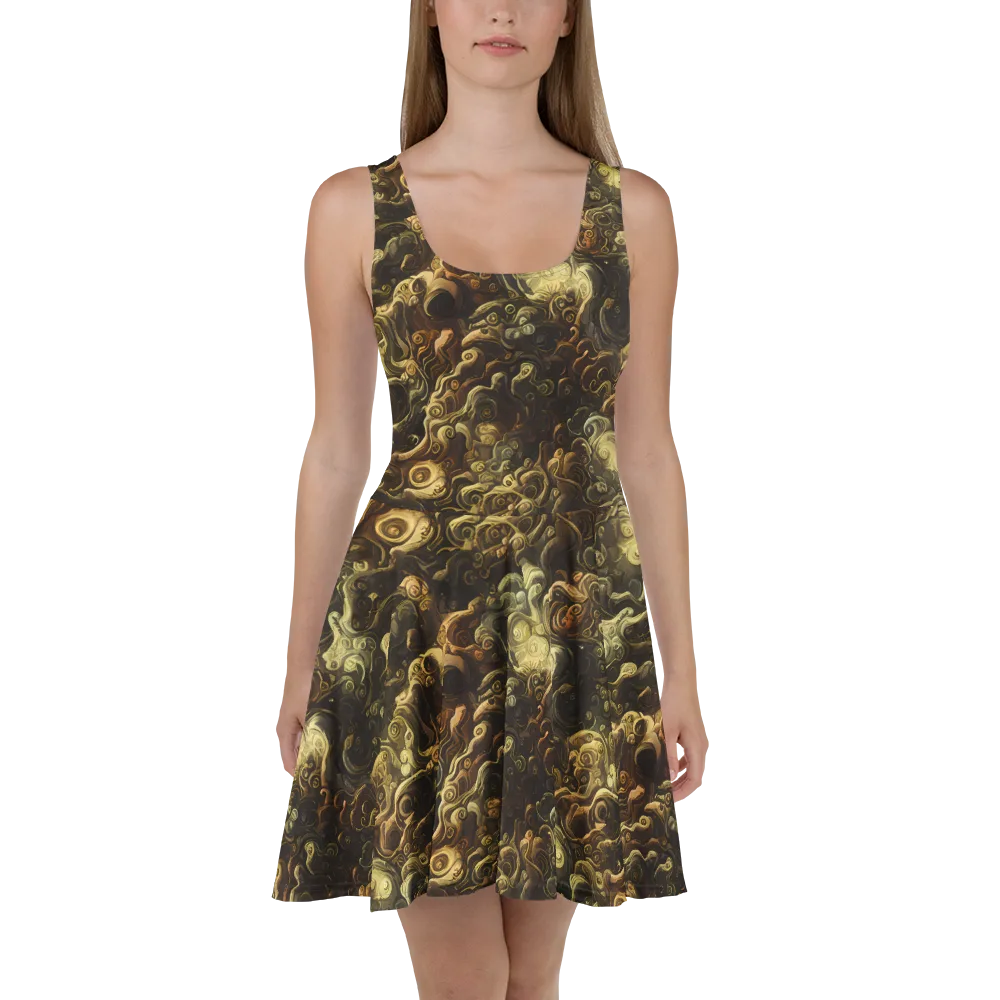 Ochre Undertow on Skater Dress — Front