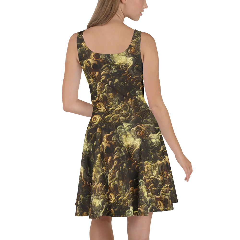 Ochre Undertow on Skater Dress — Back