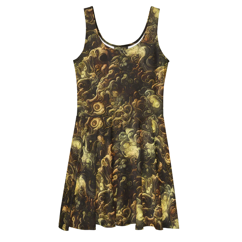 Ochre Undertow on Skater Dress — Front