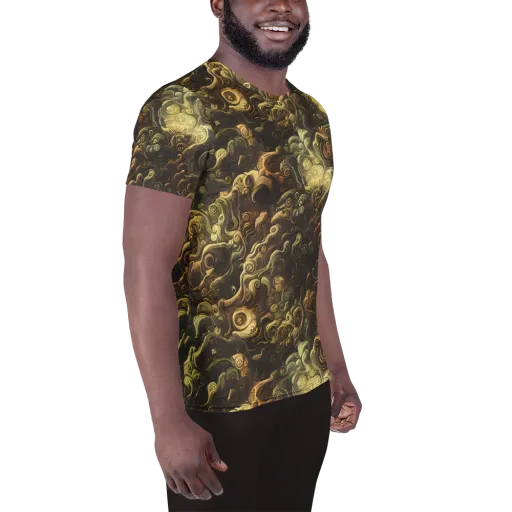 Ochre Undertow on a Men's Athletic T-Shirt