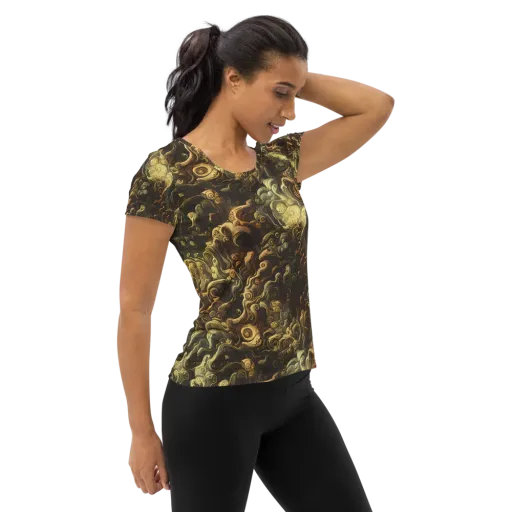 Ochre Undertow on a Women's Athletic T-Shirt