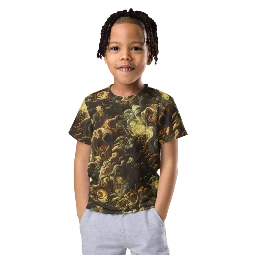 Ochre Undertow on a Kids Crew Neck T-Shirt