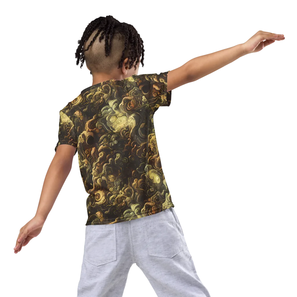 Ochre Undertow on Kids Crew Neck T-Shirt — Back