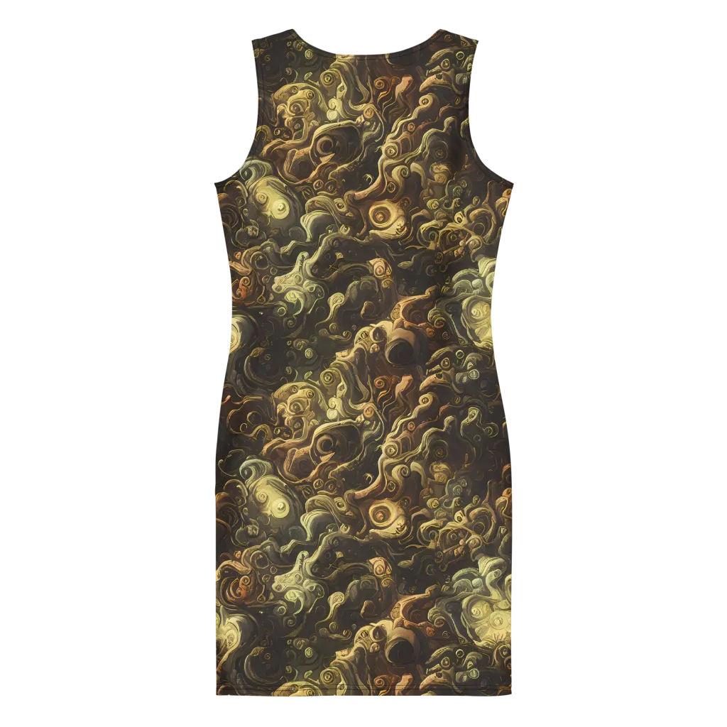 Ochre Undertow on Bodycon Dress — Back