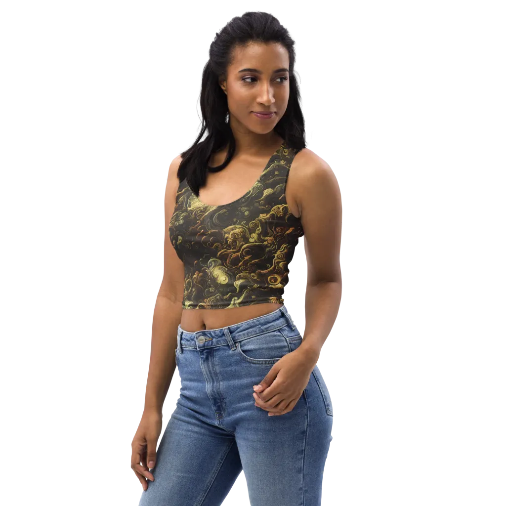 Ochre Undertow on Crop Top — Left Front