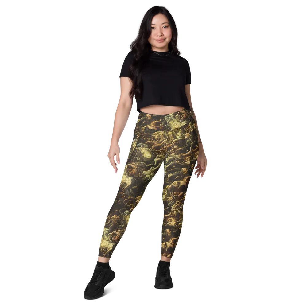 Ochre Undertow on Leggings with Pockets — Front