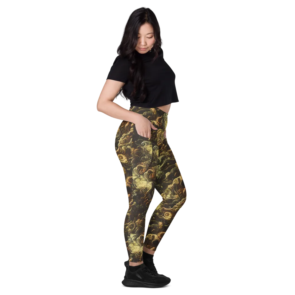 Ochre Undertow on Leggings with Pockets — Right