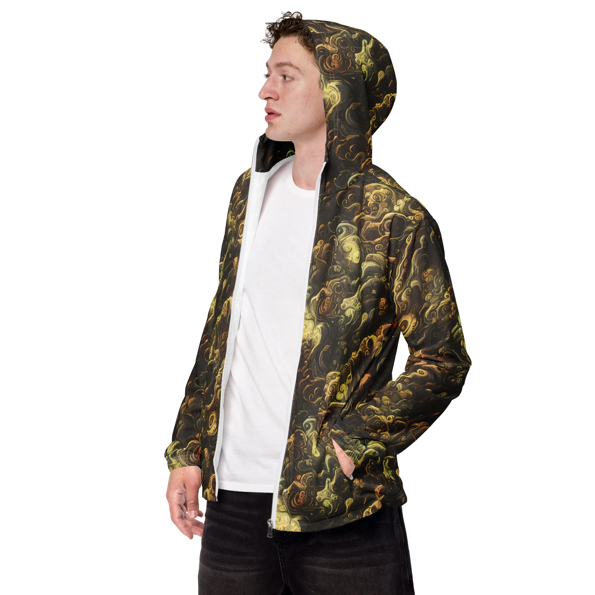 Ochre Undertow on Men's Windbreaker — Left Front