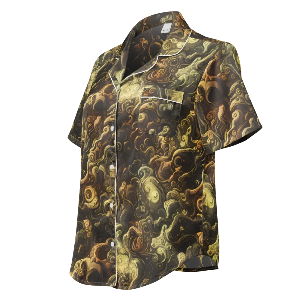 Ochre Undertow on Women's Short Sleeve Pajama Top — Left Front