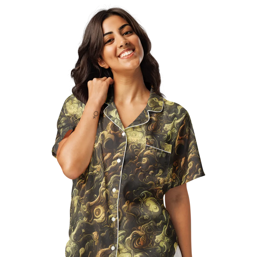 Ochre Undertow on Women's Short Sleeve Pajama Top — Front