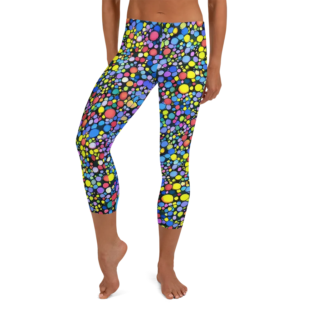 Vivid Cellscape on Capri Leggings — Front