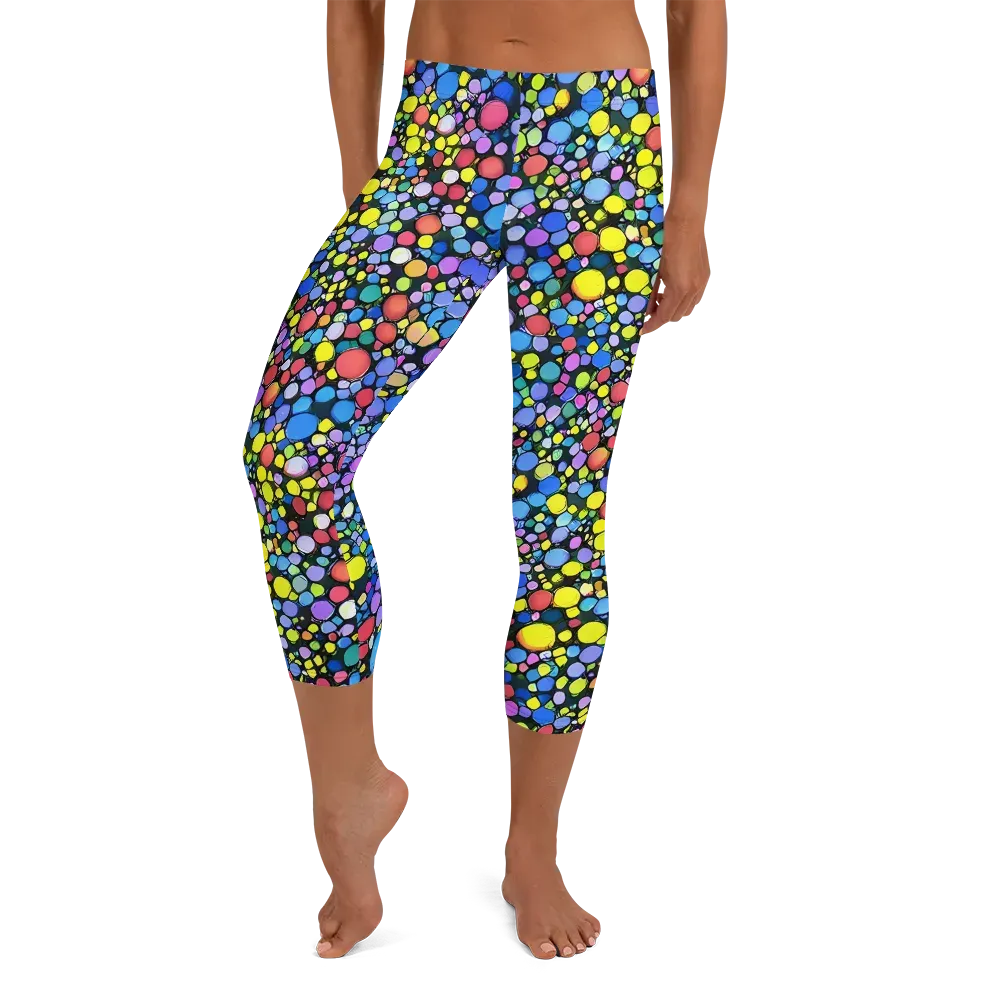 Vivid Cellscape on Capri Leggings — Front