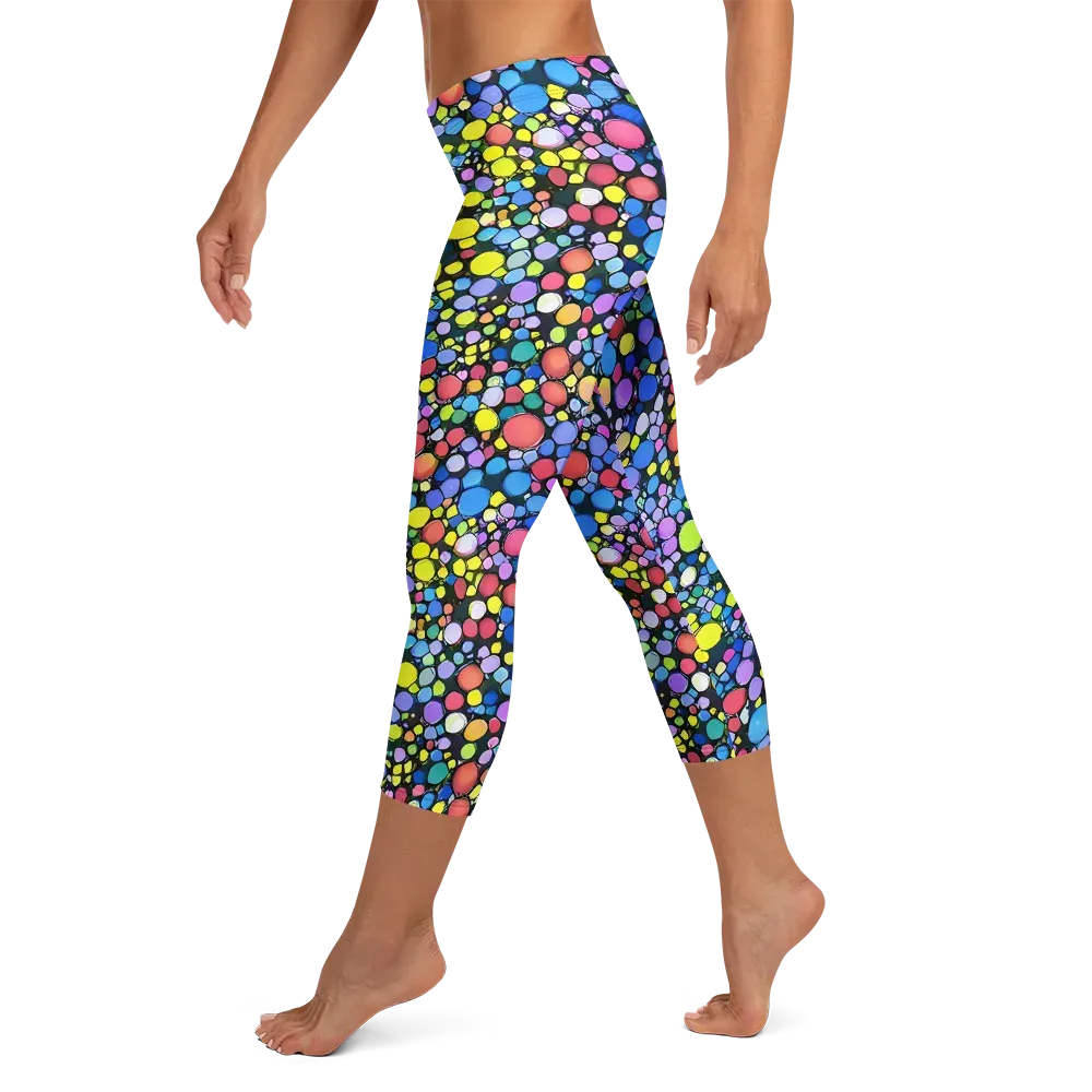 Vivid Cellscape on Capri Leggings — Left