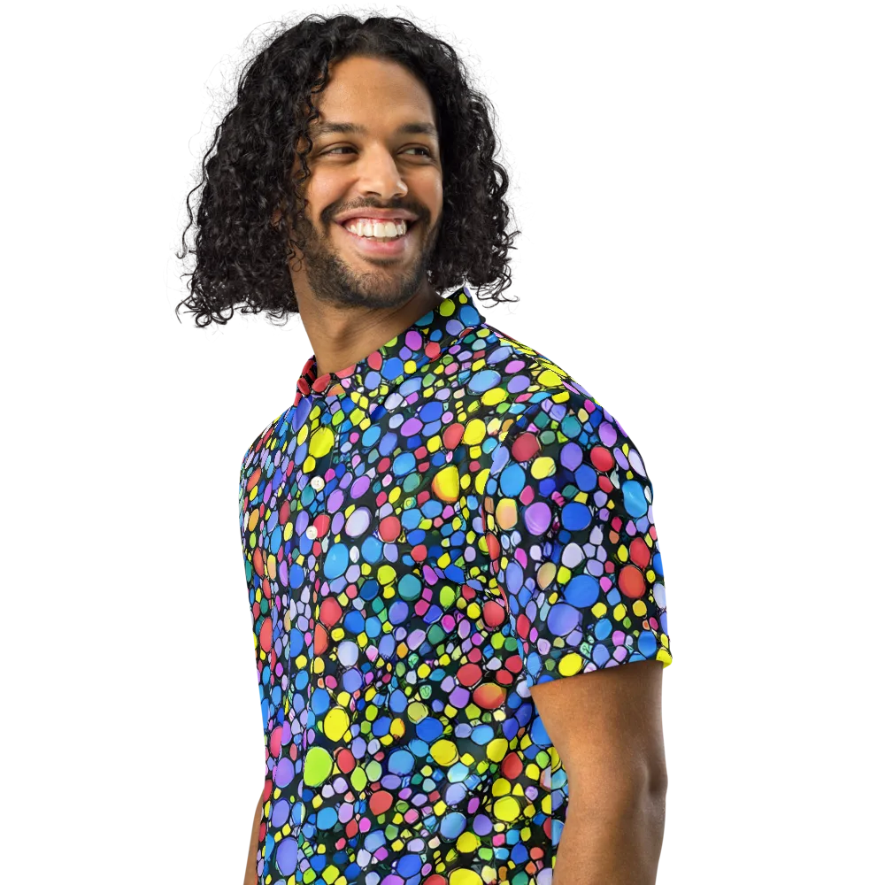 Vivid Cellscape on Men's Slim Fit Polo Shirt — Left Front