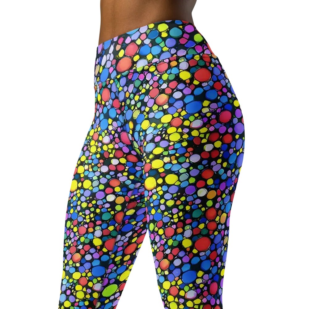 Vivid Cellscape on Yoga Leggings — Left Front