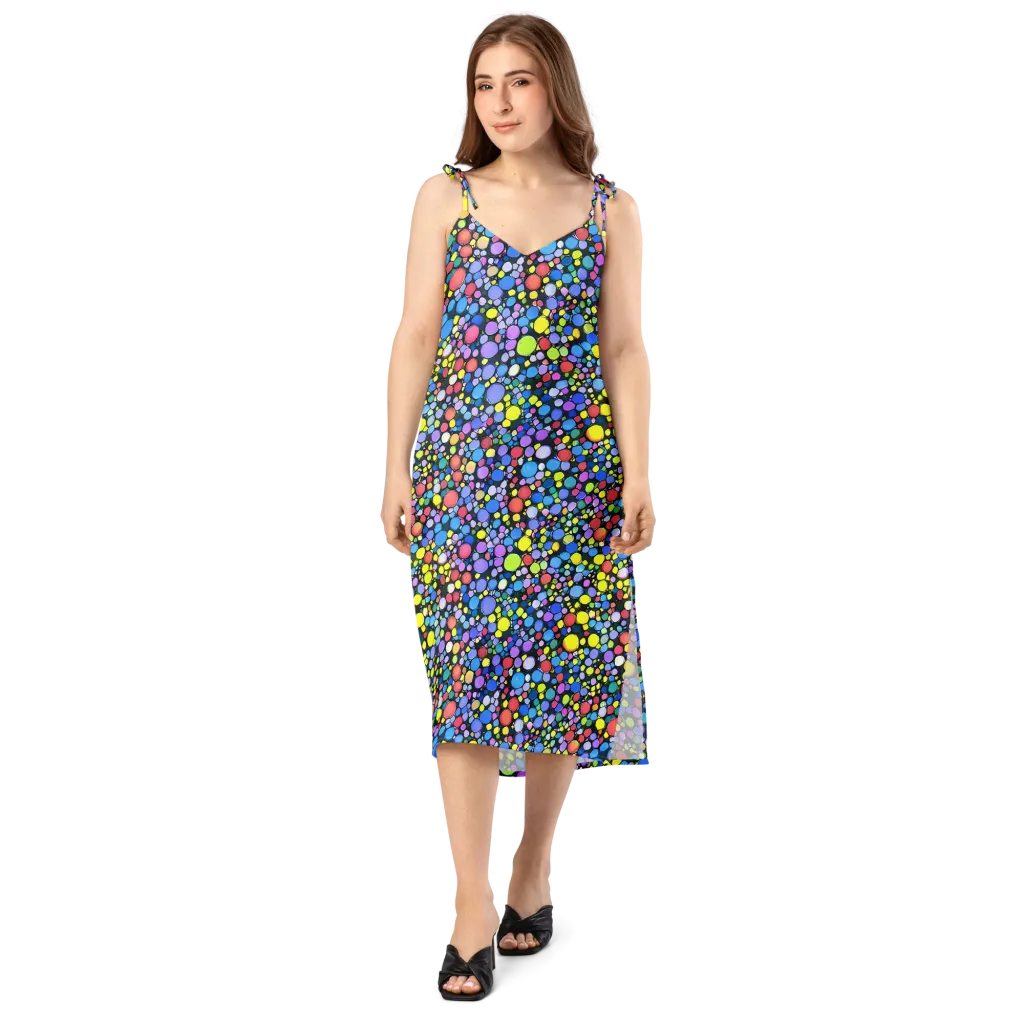 Vivid Cellscape on Slip Dress — Front