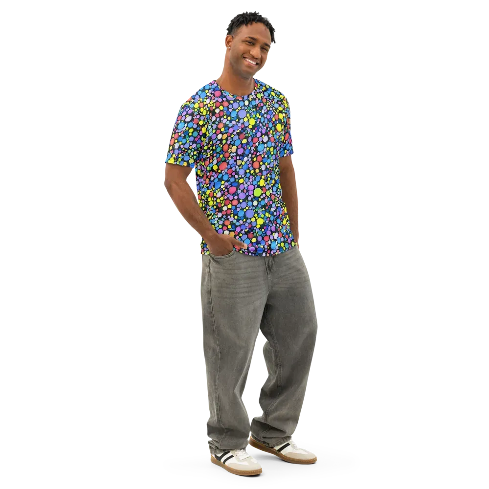 Vivid Cellscape on Men's Cotton Crew Neck T-Shirt — Right Front