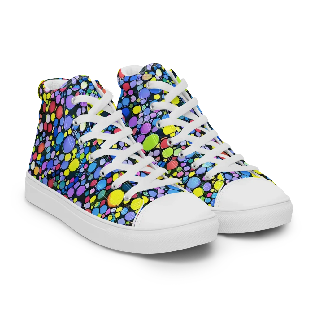 Vivid Cellscape on Men's High Top Canvas Shoes — Right Front