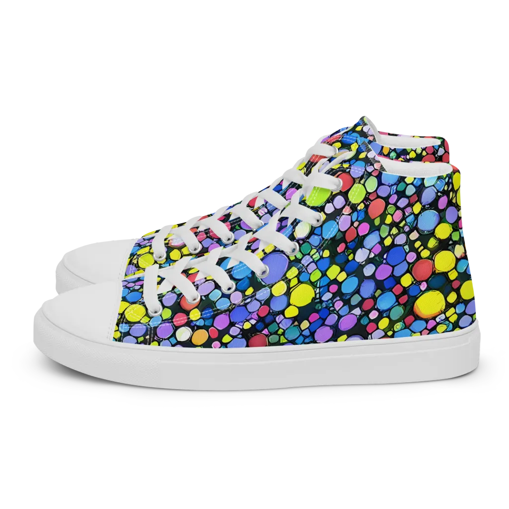 Vivid Cellscape on Men's High Top Canvas Shoes — Left
