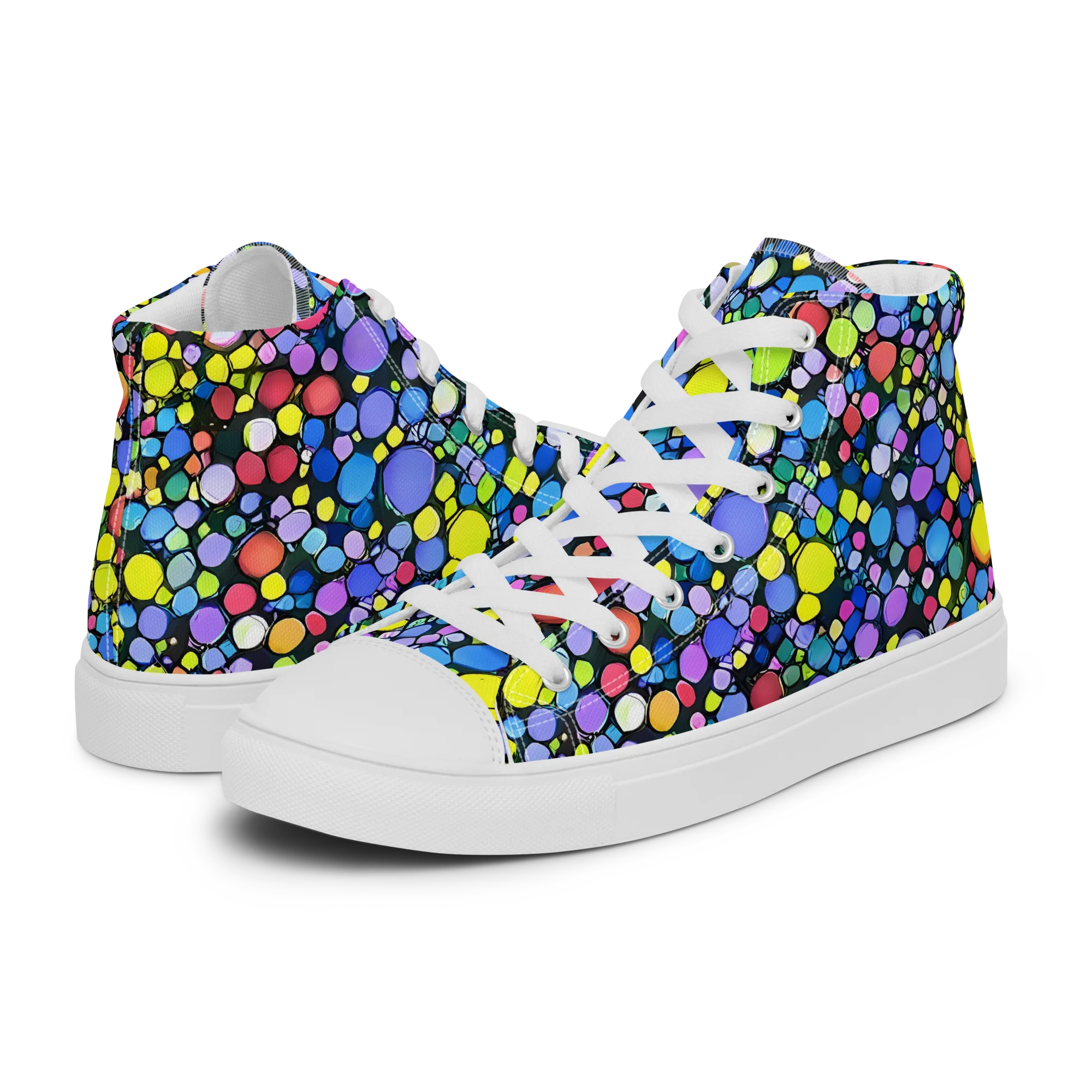Vivid Cellscape on Men's High Top Canvas Shoes — Left