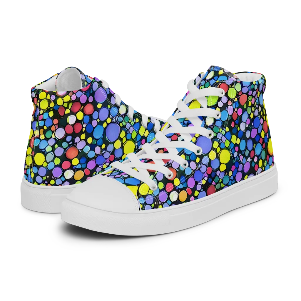 Vivid Cellscape on Men's High Top Canvas Shoes — Left