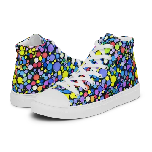 Vivid Cellscape on a Men's High Top Canvas Shoes