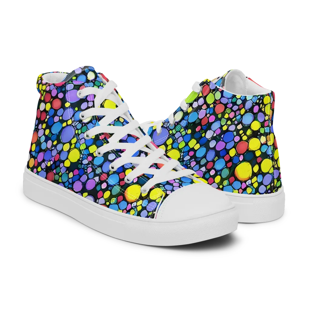 Vivid Cellscape on Men's High Top Canvas Shoes — Right