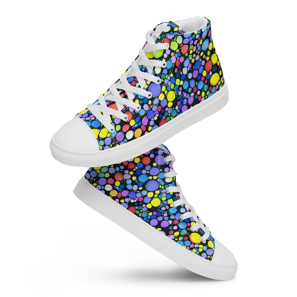 Vivid Cellscape on Men's High Top Canvas Shoes — Front