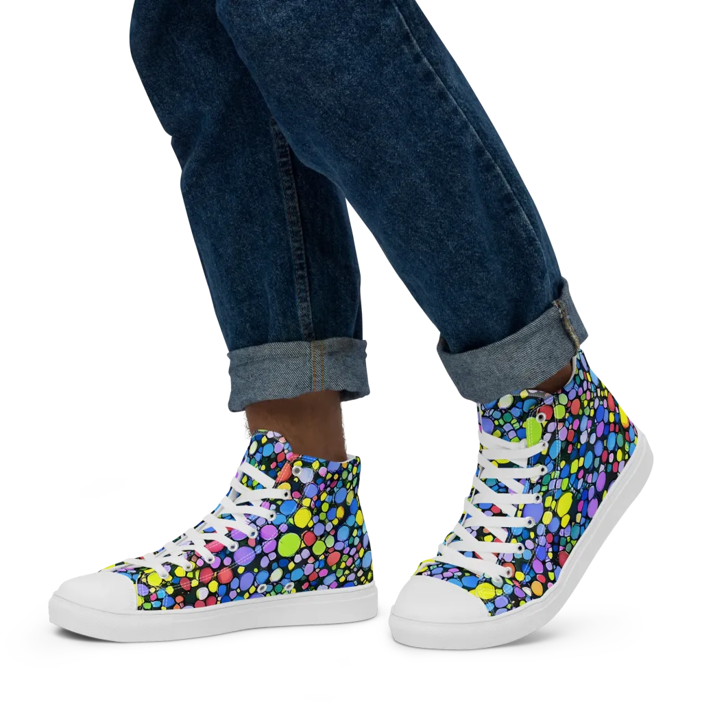 Vivid Cellscape on Men's High Top Canvas Shoes — Left