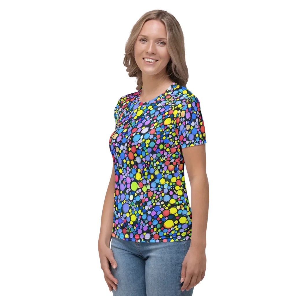 Vivid Cellscape on Women's Crew Neck T-Shirt — Left