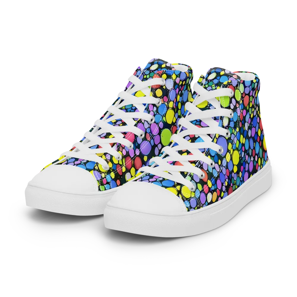 Vivid Cellscape on Women's High Top Canvas Shoes — Left Front