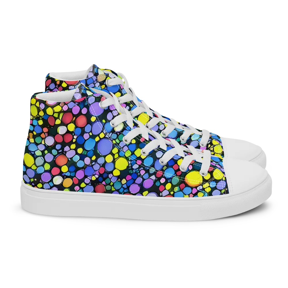 Vivid Cellscape on Women's High Top Canvas Shoes — Right