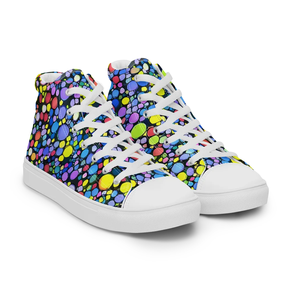Vivid Cellscape on Women's High Top Canvas Shoes — Right Front
