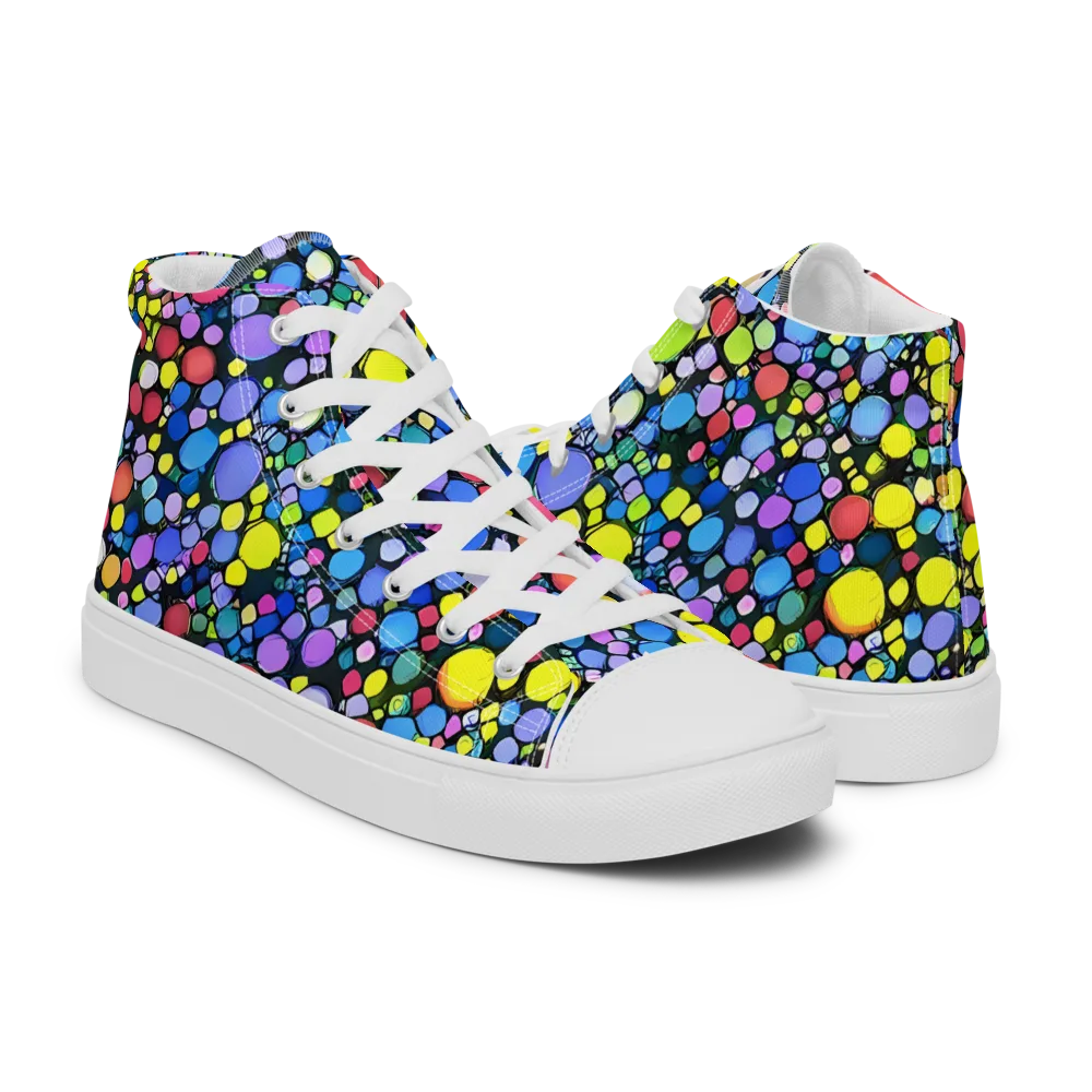 Vivid Cellscape on Women's High Top Canvas Shoes — Right