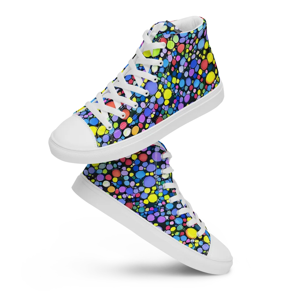 Vivid Cellscape on Women's High Top Canvas Shoes — Front