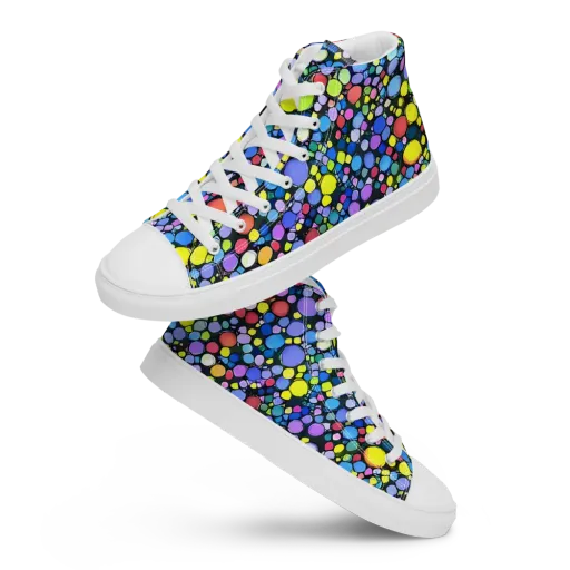 Vivid Cellscape on a Women's High Top Canvas Shoes