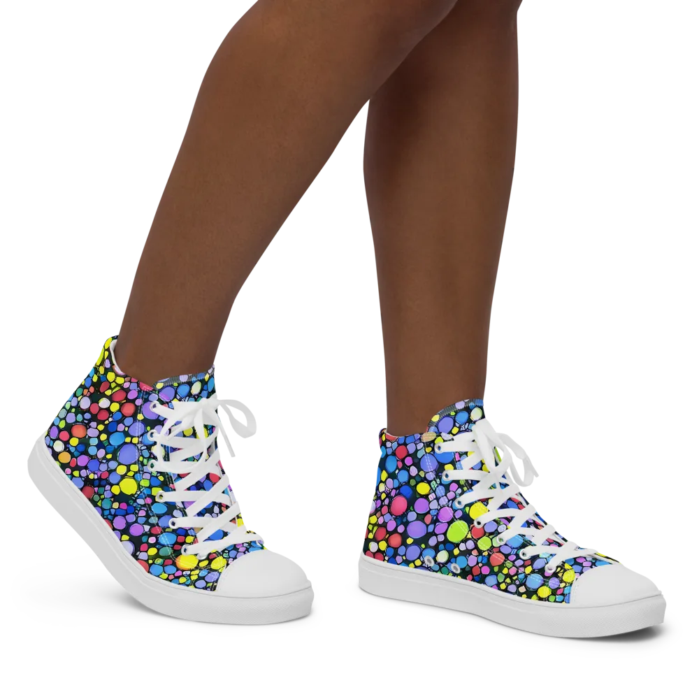 Vivid Cellscape on Women's High Top Canvas Shoes — Right
