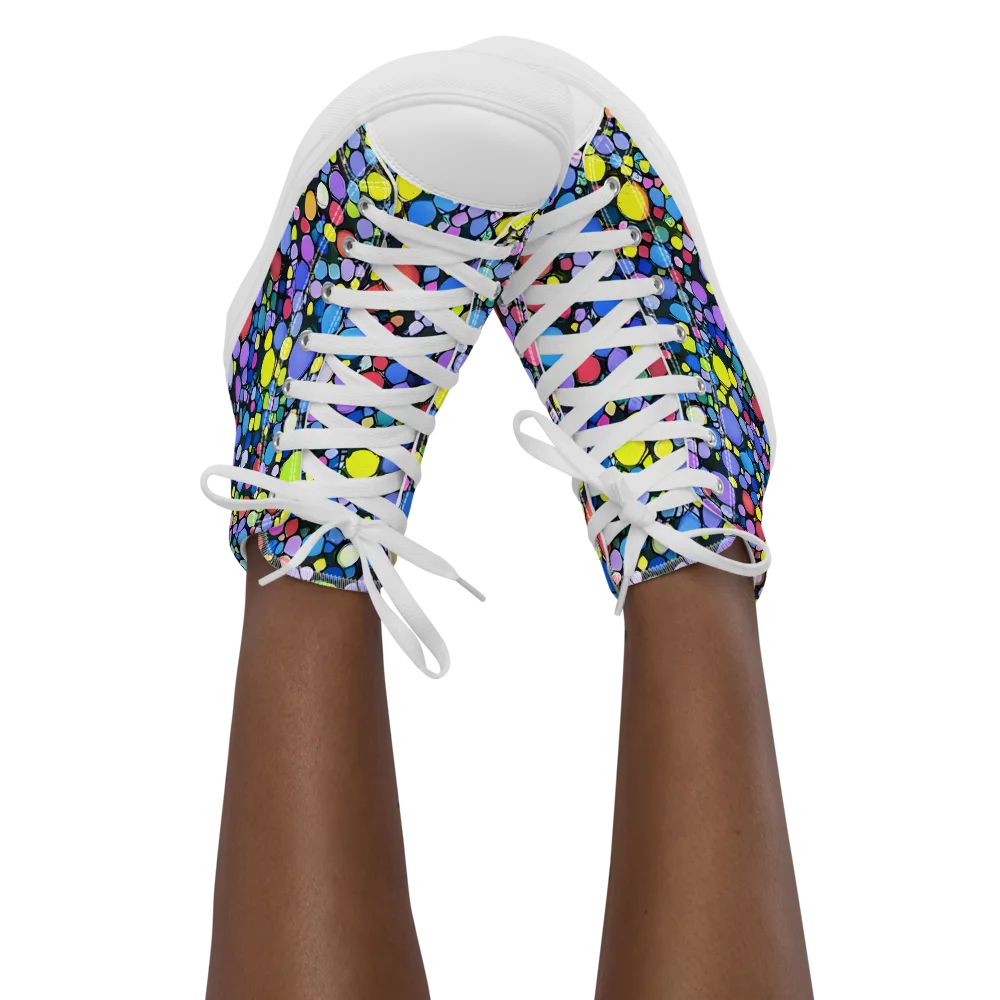 Vivid Cellscape on Women's High Top Canvas Shoes — Front