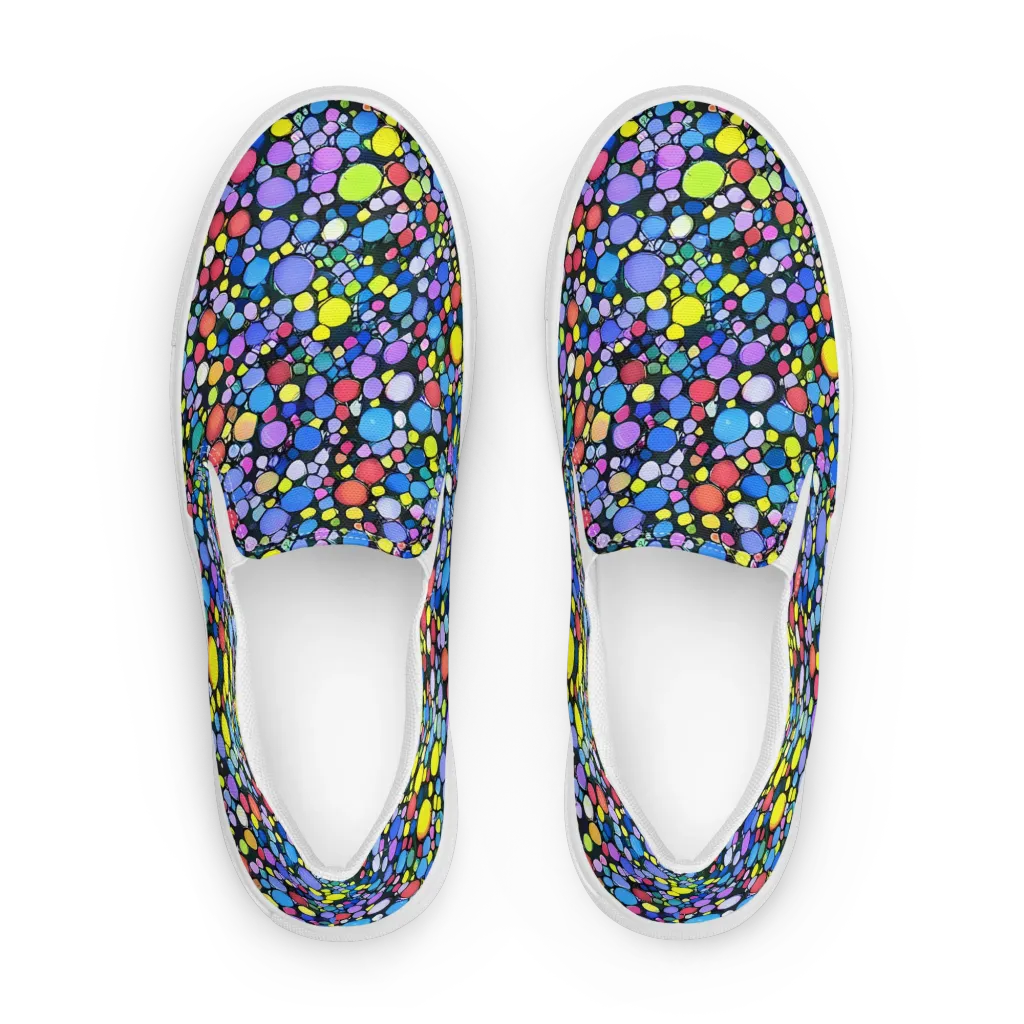 Vivid Cellscape on Men's Slip-On Canvas Shoes — Front