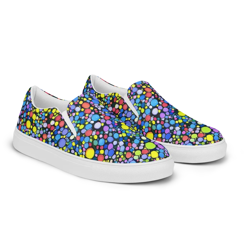 Vivid Cellscape on Men's Slip-On Canvas Shoes — Right Front