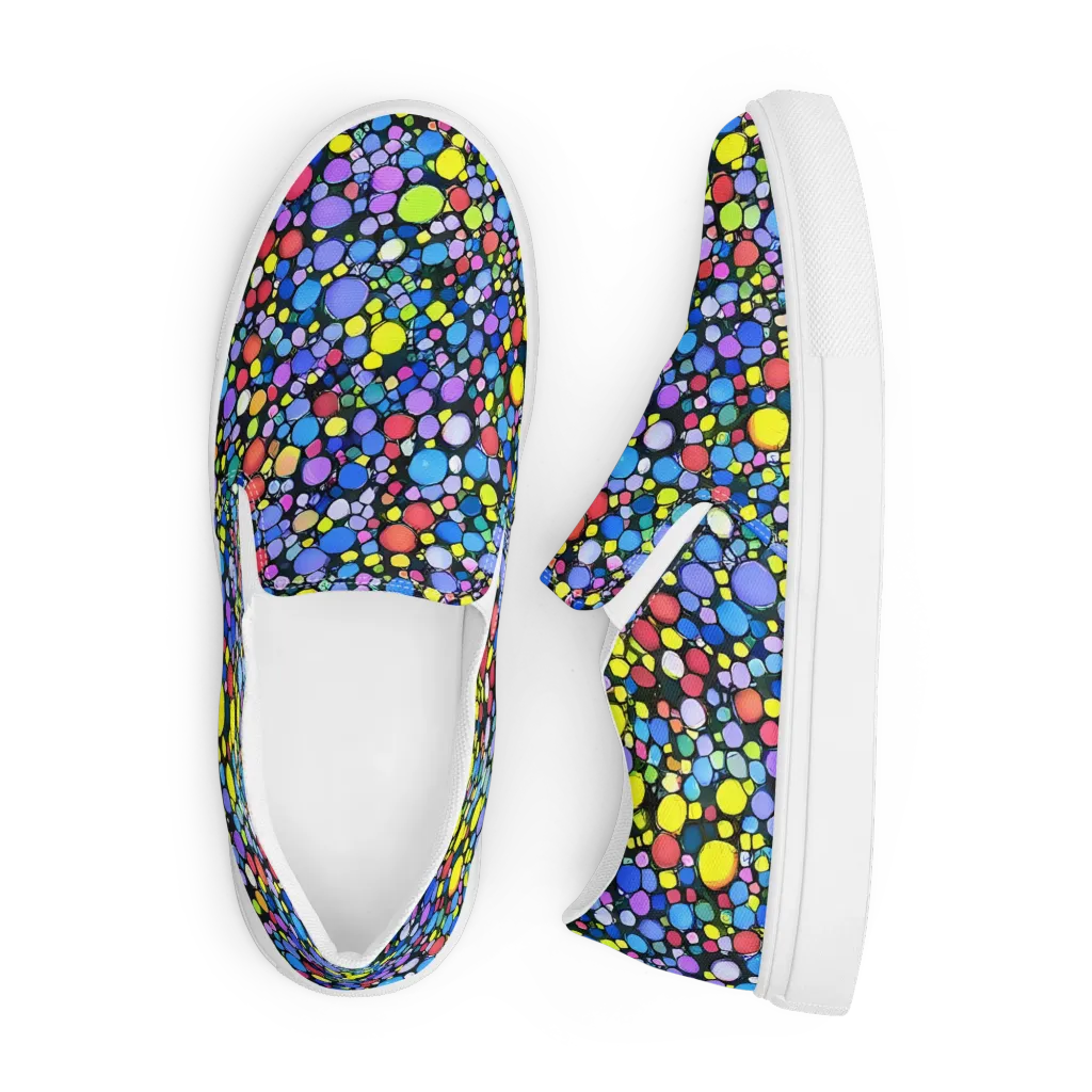 Vivid Cellscape on Men's Slip-On Canvas Shoes — Front