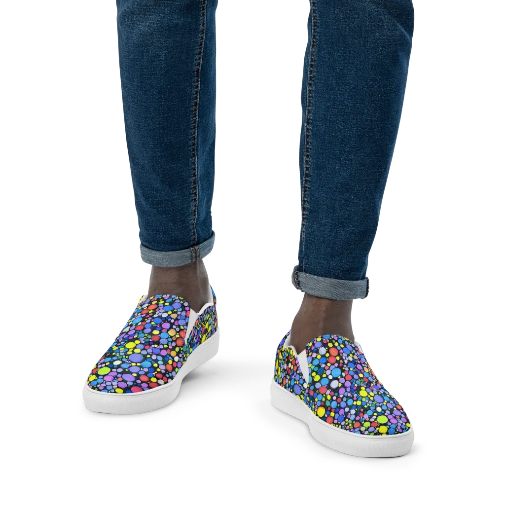 Vivid Cellscape on Men's Slip-On Canvas Shoes — Front