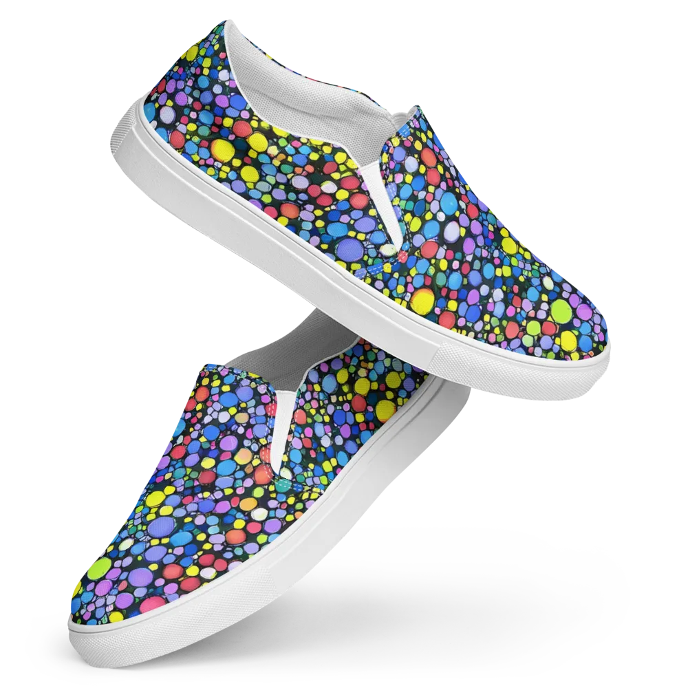 Vivid Cellscape on Women's Slip-On Canvas Shoes — Front