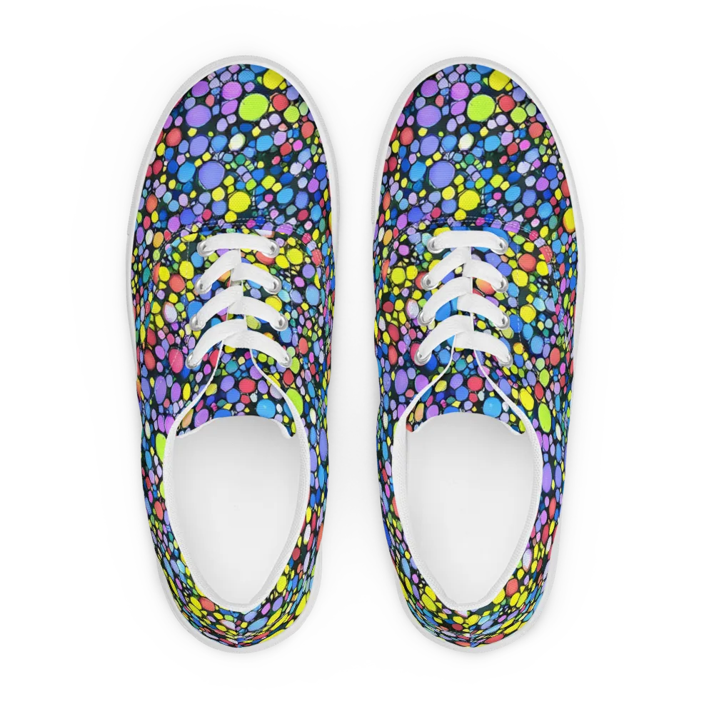 Vivid Cellscape on Men's Lace-Up Canvas Shoes — Front