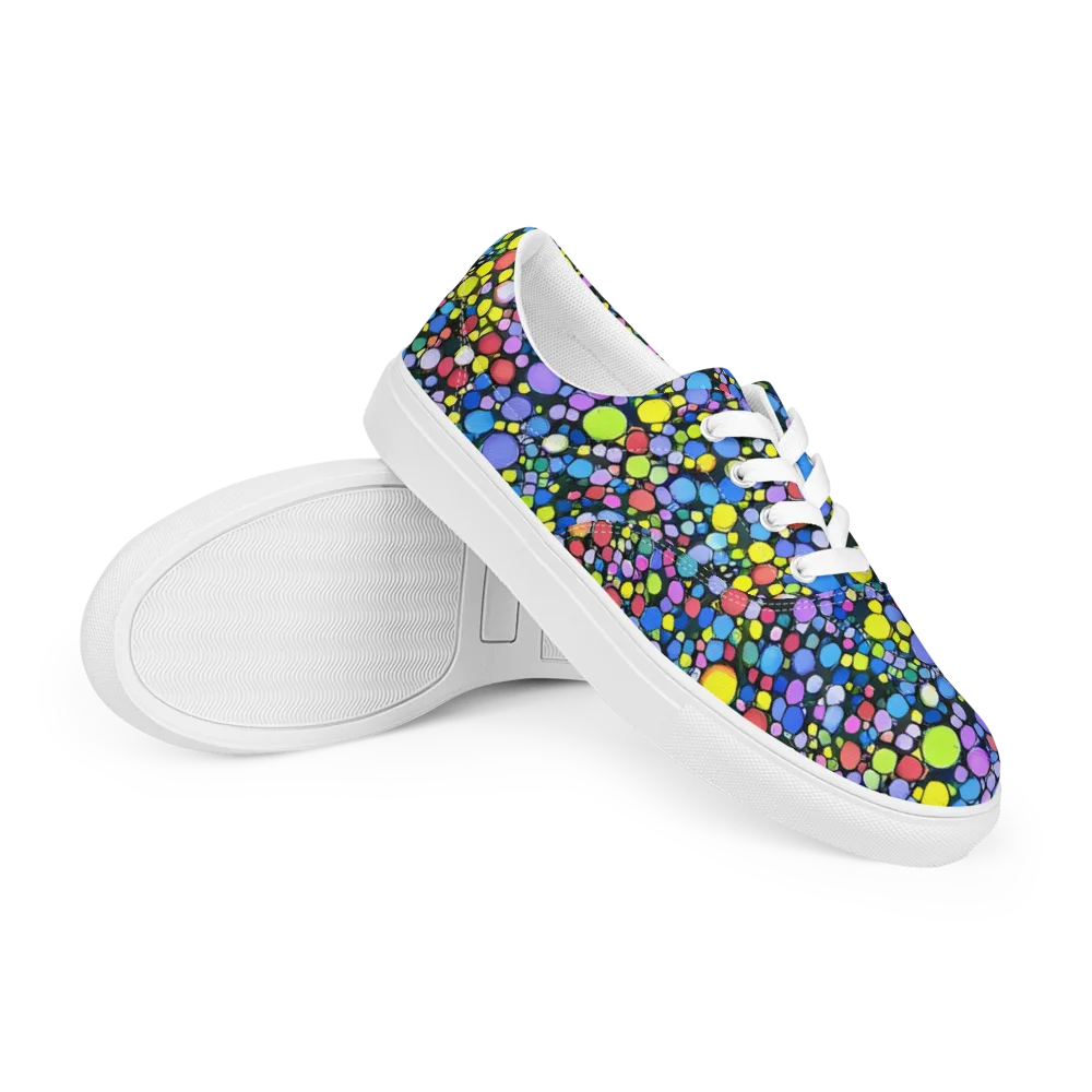 Vivid Cellscape on Men's Lace-Up Canvas Shoes — Right Front