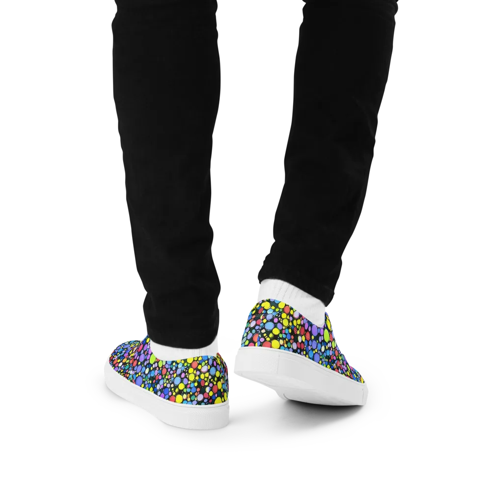 Vivid Cellscape on Men's Lace-Up Canvas Shoes — Back