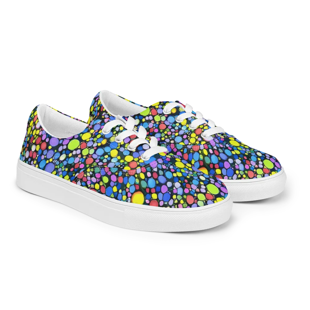 Vivid Cellscape on Men's Lace-Up Canvas Shoes — Right Front