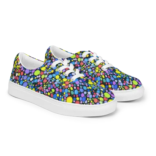 Vivid Cellscape on a Men's Lace-Up Canvas Shoes