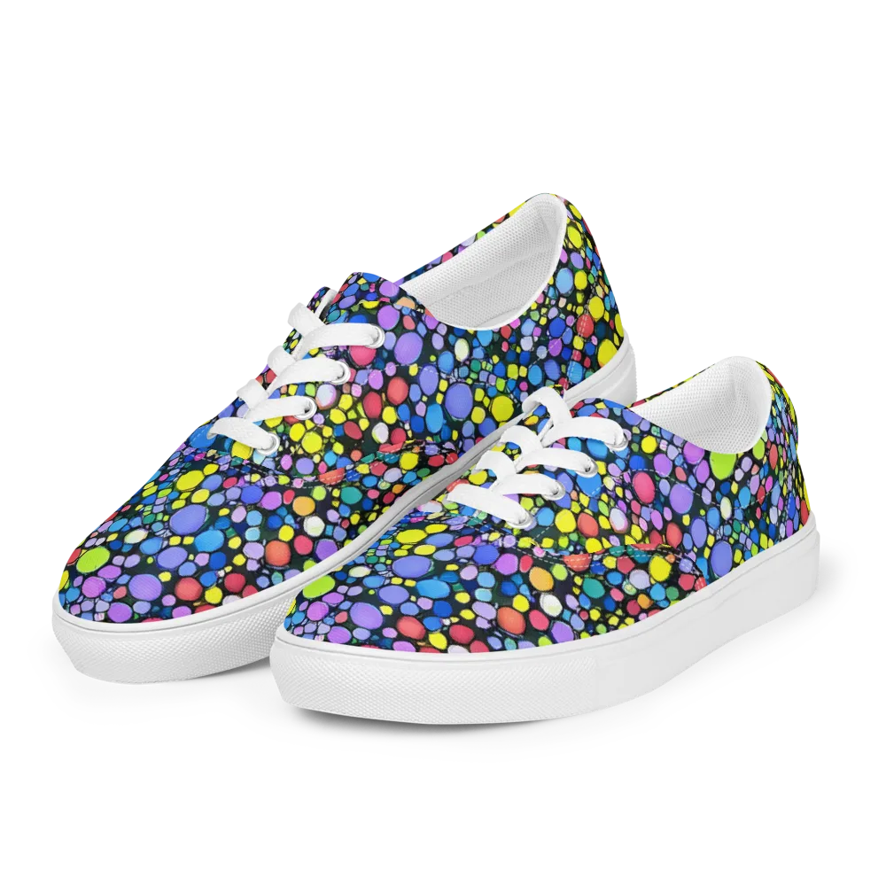 Vivid Cellscape on Men's Lace-Up Canvas Shoes — Left Front